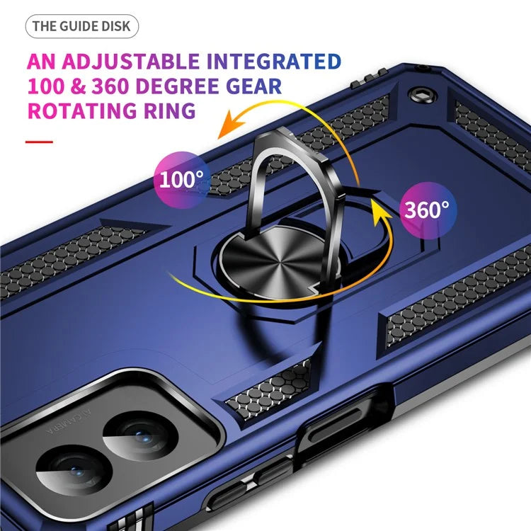 For Motorola Moto G Power (2024) Case Ring Car Mount Kickstand PC+TPU Hybrid Phone Cover
