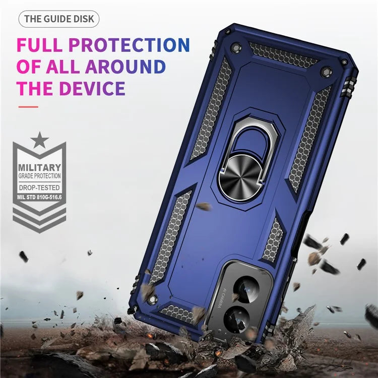 For Motorola Moto G Power (2024) Case Ring Car Mount Kickstand PC+TPU Hybrid Phone Cover