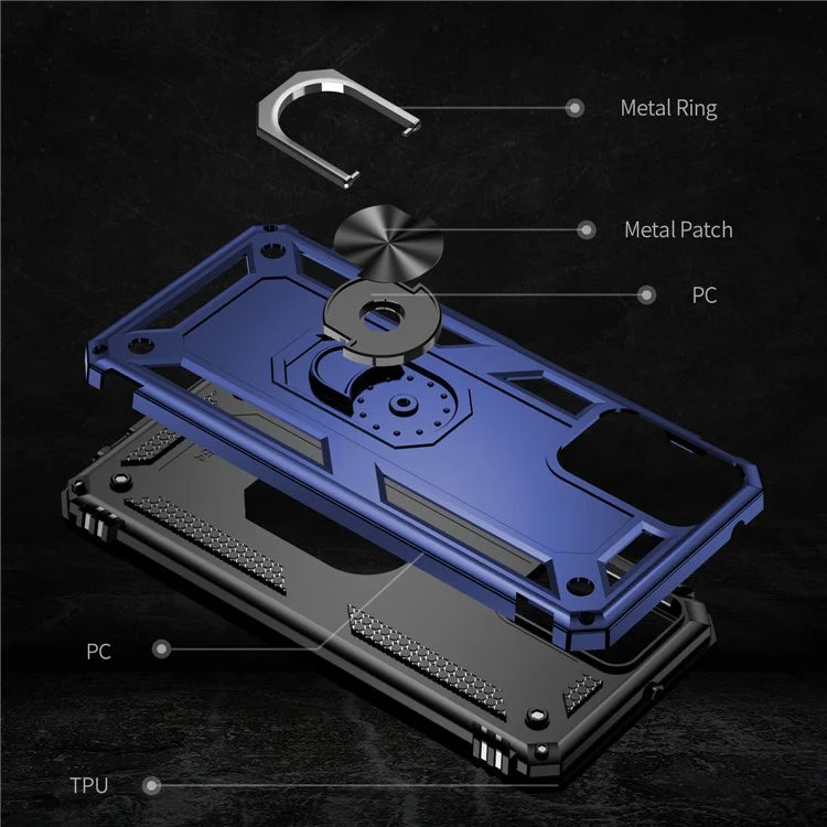 For Motorola Moto G Power (2024) Case Ring Car Mount Kickstand PC+TPU Hybrid Phone Cover