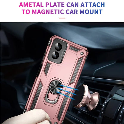 For Motorola Moto G Power (2024) Case Ring Car Mount Kickstand PC+TPU Hybrid Phone Cover