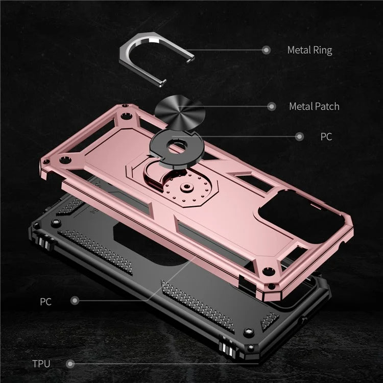 For Motorola Moto G Power (2024) Case Ring Car Mount Kickstand PC+TPU Hybrid Phone Cover