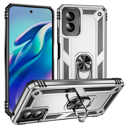 For Motorola Moto G Power (2024) Case Ring Car Mount Kickstand PC+TPU Hybrid Phone Cover