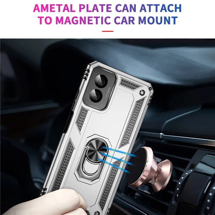 For Motorola Moto G Power (2024) Case Ring Car Mount Kickstand PC+TPU Hybrid Phone Cover