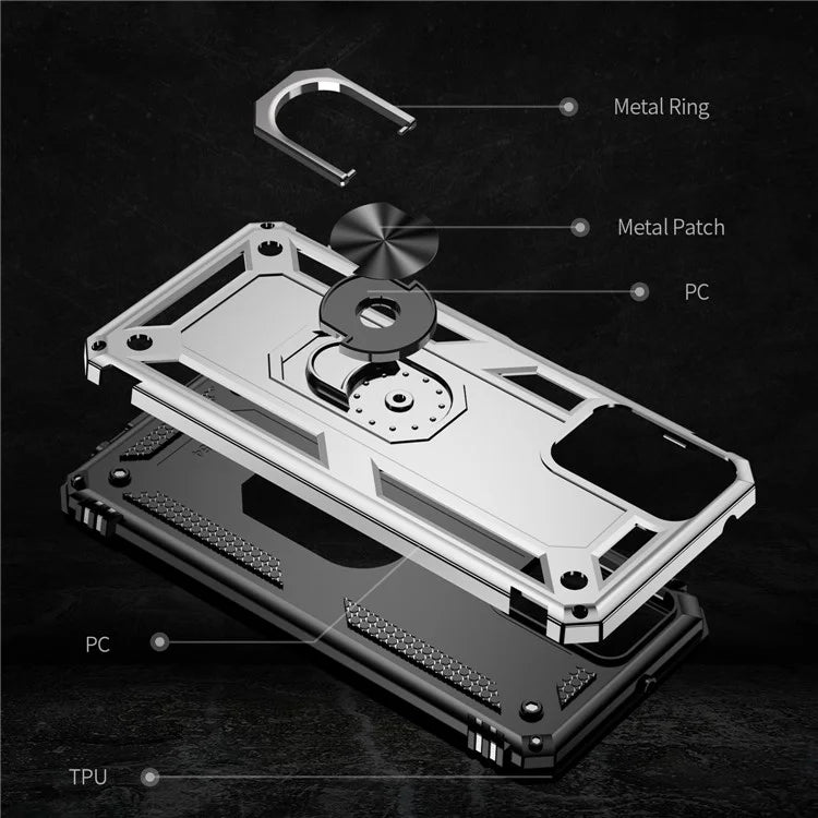 For Motorola Moto G Power (2024) Case Ring Car Mount Kickstand PC+TPU Hybrid Phone Cover