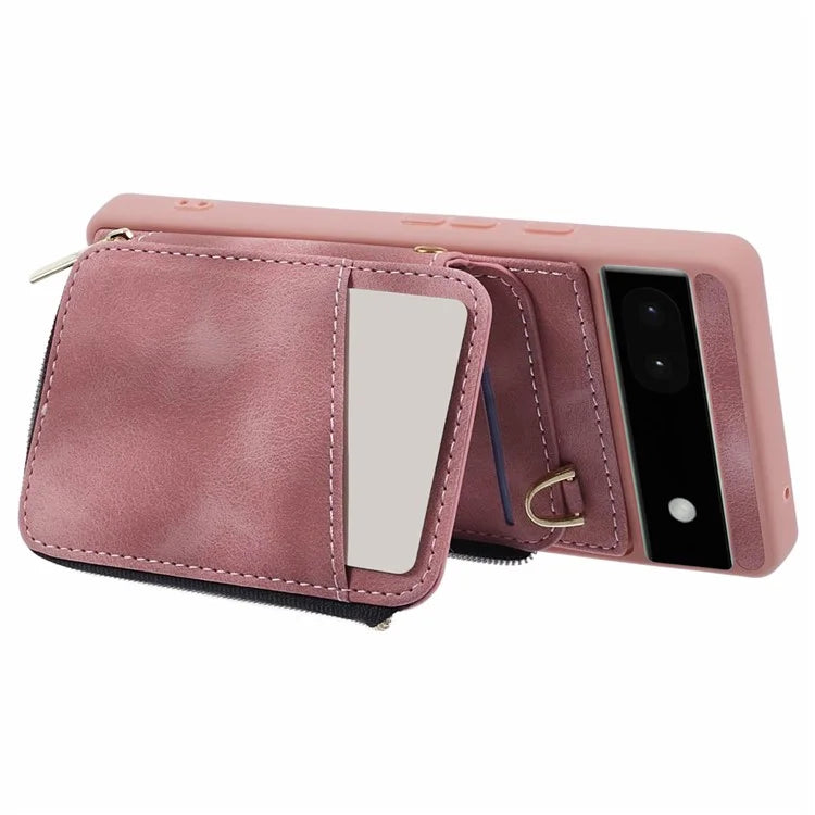 For Google Pixel 6a Phone Cover Card Case Crossbody Phone Bag with 2 Strap