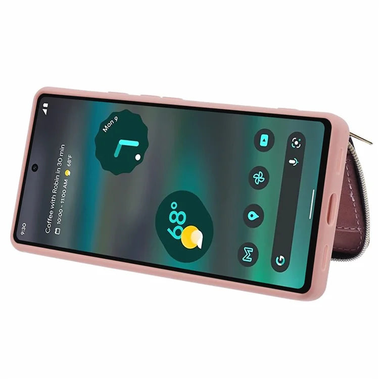 For Google Pixel 6a Phone Cover Card Case Crossbody Phone Bag with 2 Strap