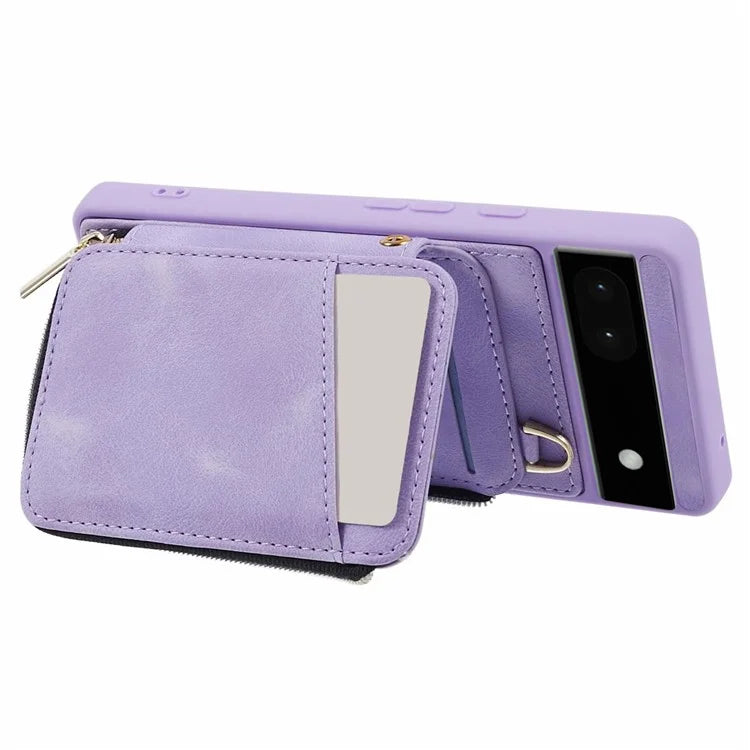 For Google Pixel 6a Phone Cover Card Case Crossbody Phone Bag with 2 Strap