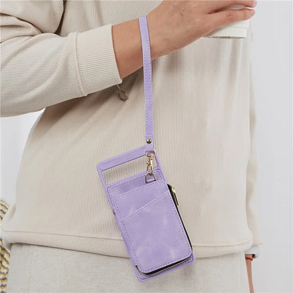 For Google Pixel 6a Phone Cover Card Case Crossbody Phone Bag with 2 Strap