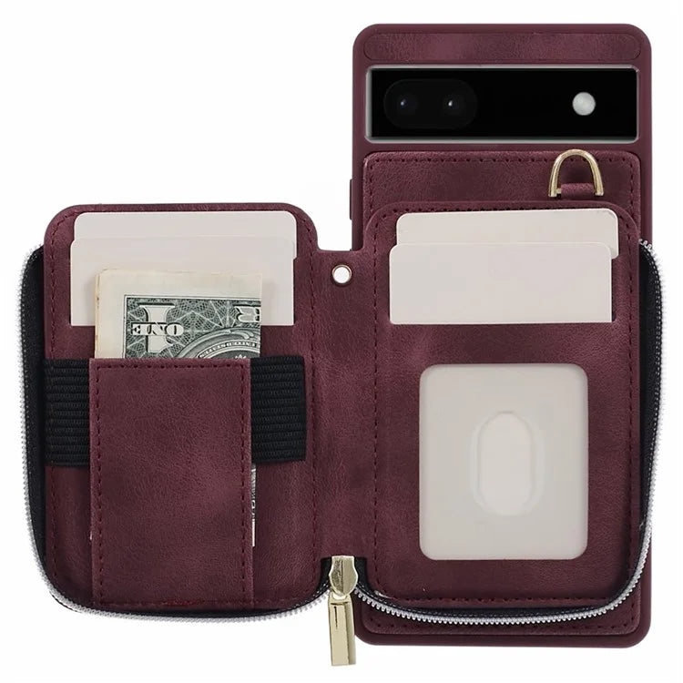 For Google Pixel 6a Phone Cover Card Case Crossbody Phone Bag with 2 Strap
