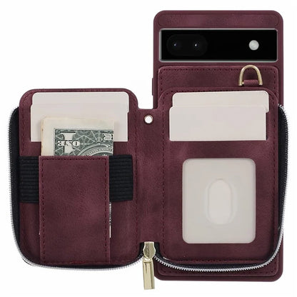 For Google Pixel 6a Phone Cover Card Case Crossbody Phone Bag with 2 Strap
