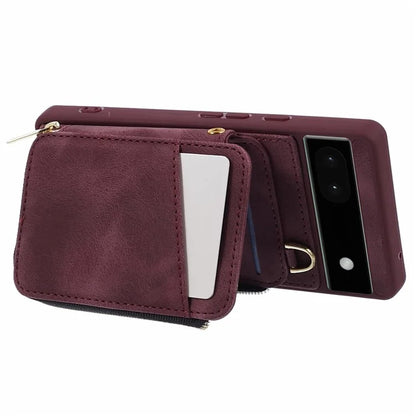 For Google Pixel 6a Phone Cover Card Case Crossbody Phone Bag with 2 Strap