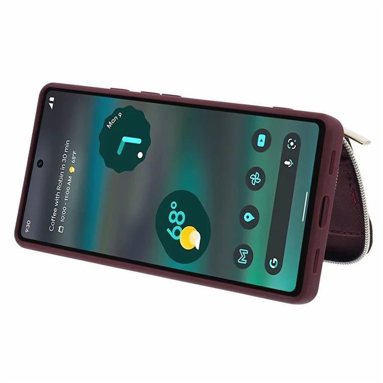 For Google Pixel 6a Phone Cover Card Case Crossbody Phone Bag with 2 Strap