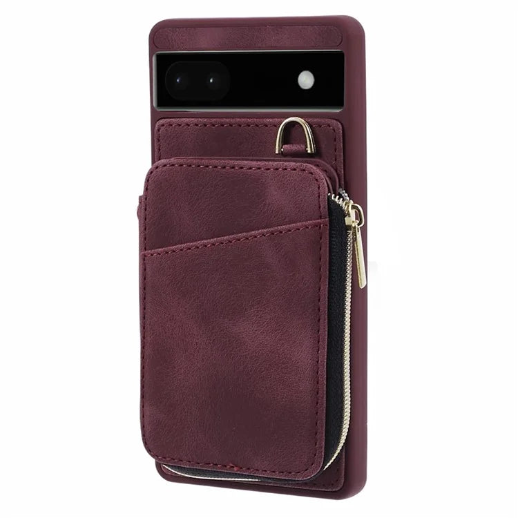 For Google Pixel 6a Phone Cover Card Case Crossbody Phone Bag with 2 Strap