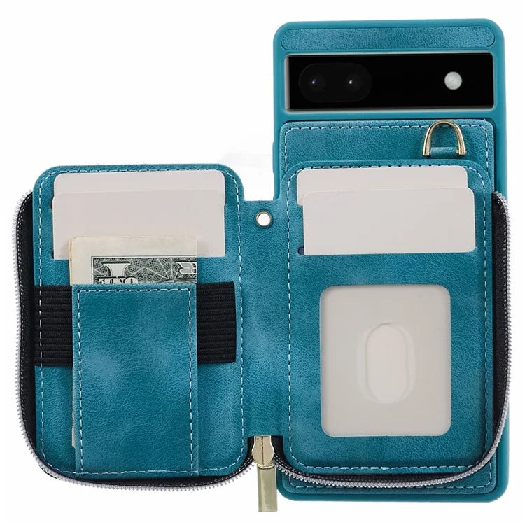 For Google Pixel 6a Phone Cover Card Case Crossbody Phone Bag with 2 Strap