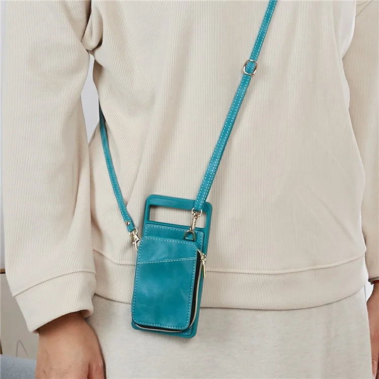 For Google Pixel 6a Phone Cover Card Case Crossbody Phone Bag with 2 Strap