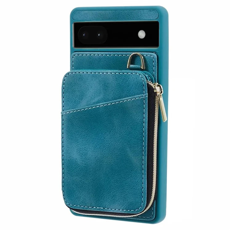 For Google Pixel 6a Phone Cover Card Case Crossbody Phone Bag with 2 Strap