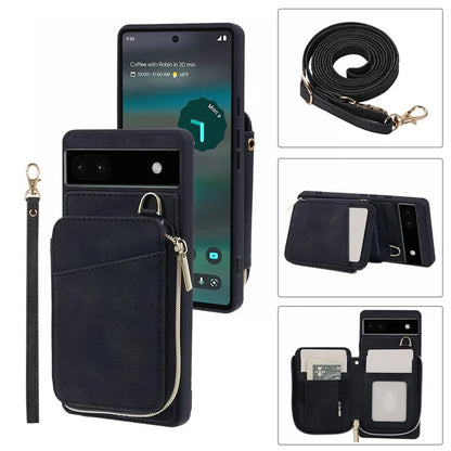 For Google Pixel 6a Phone Cover Card Case Crossbody Phone Bag with 2 Strap