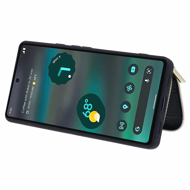 For Google Pixel 6a Phone Cover Card Case Crossbody Phone Bag with 2 Strap