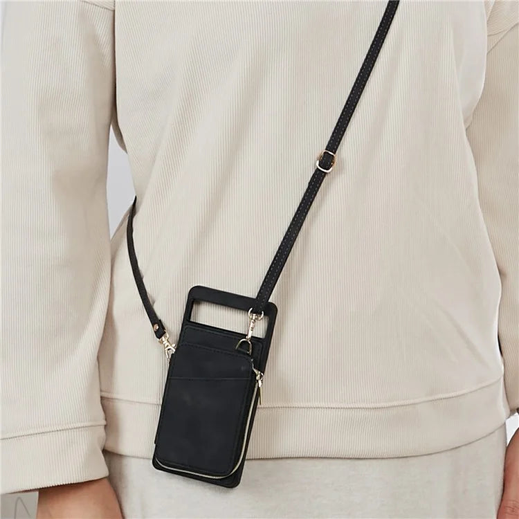 For Google Pixel 6a Phone Cover Card Case Crossbody Phone Bag with 2 Strap