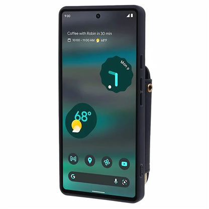 For Google Pixel 6a Phone Cover Card Case Crossbody Phone Bag with 2 Strap
