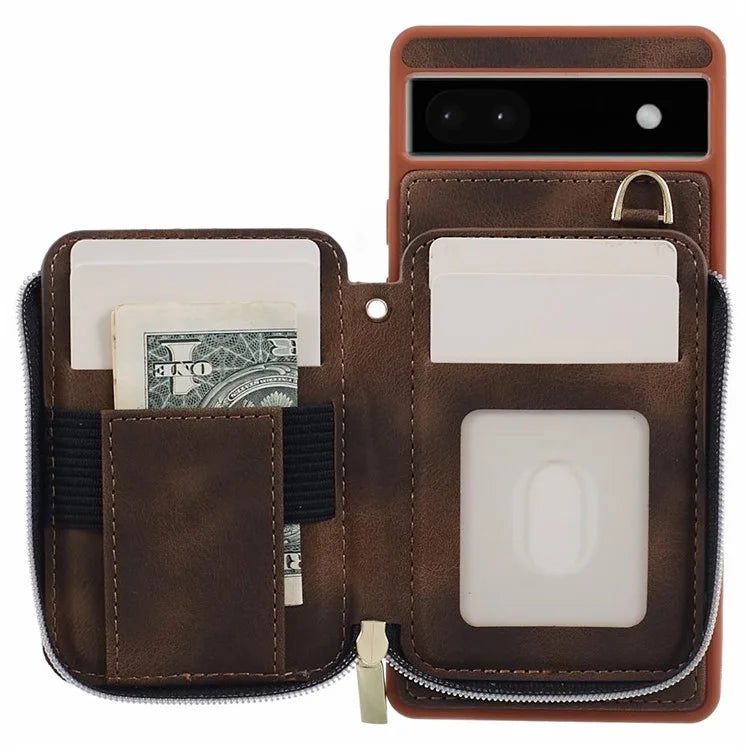 For Google Pixel 6a Phone Cover Card Case Crossbody Phone Bag with 2 Strap
