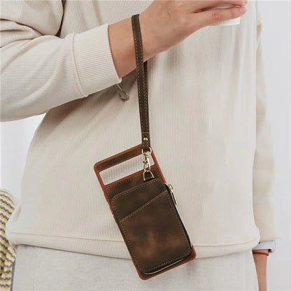 For Google Pixel 6a Phone Cover Card Case Crossbody Phone Bag with 2 Strap