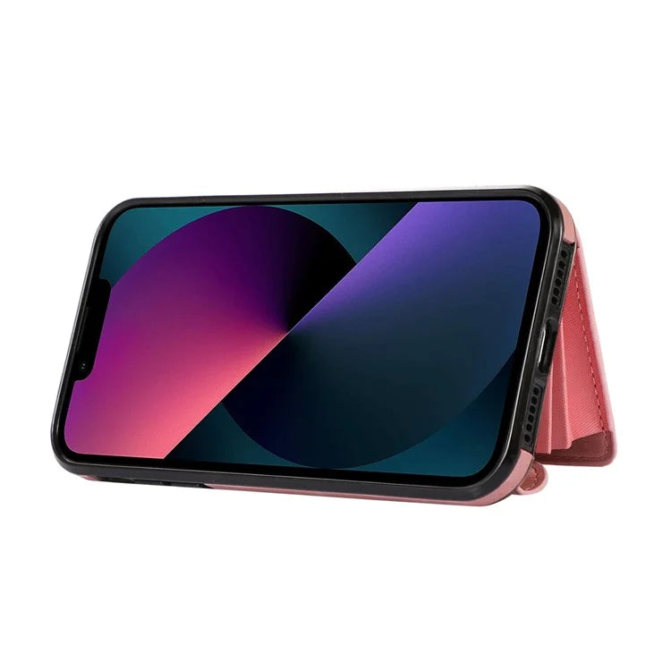 For iPhone 13 6.1 inch Cell Phone Case PU Leather+TPU Card Bag Drop-proof Cover with 2 Straps