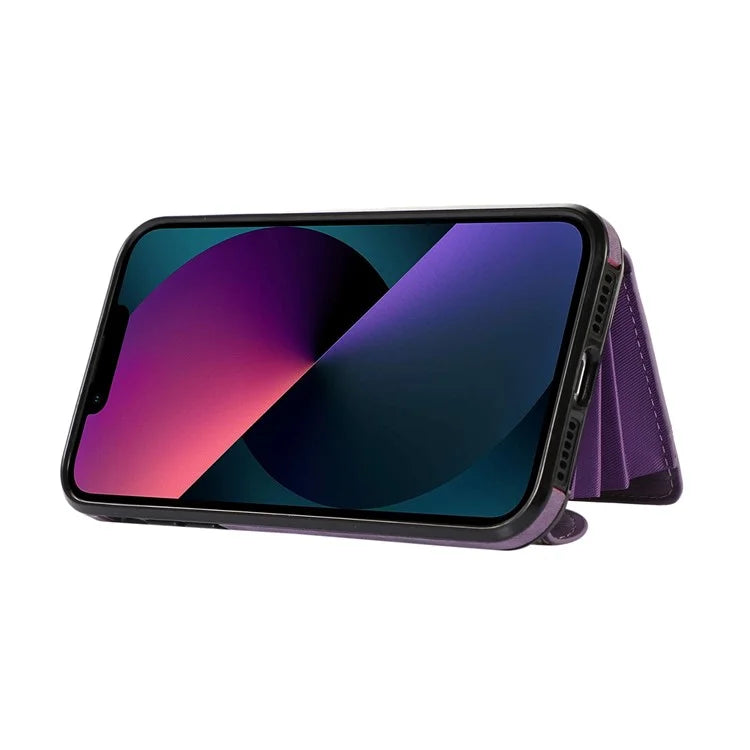 For iPhone 13 6.1 inch Cell Phone Case PU Leather+TPU Card Bag Drop-proof Cover with 2 Straps