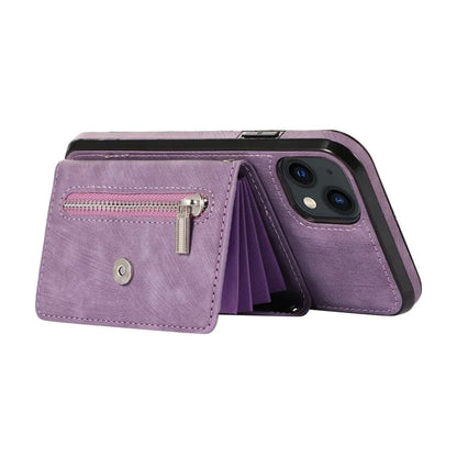 For iPhone 13 6.1 inch Cell Phone Case PU Leather+TPU Card Bag Drop-proof Cover with 2 Straps