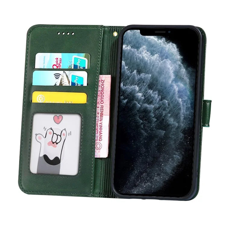 For ZTE Blade A54 Leather Case Calf Texture Phone Wallet Stand