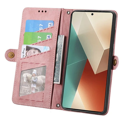 For Xiaomi Redmi Note 13 Pro 5G / Poco X6 5G Case Geometry Pattern PU Leather Phone Wallet Stand Cover