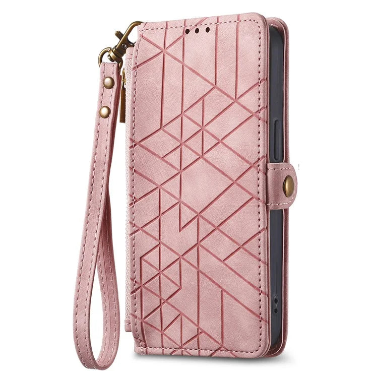 For Xiaomi Redmi Note 13 Pro 5G / Poco X6 5G Case Geometry Pattern PU Leather Phone Wallet Stand Cover