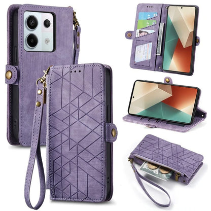 For Xiaomi Redmi Note 13 Pro 5G / Poco X6 5G Case Geometry Pattern PU Leather Phone Wallet Stand Cover