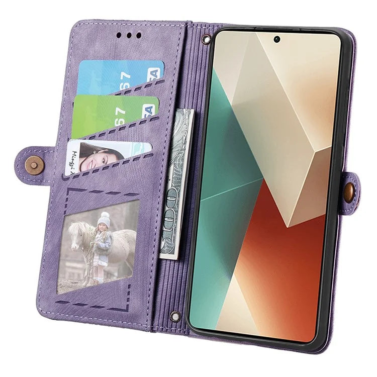 For Xiaomi Redmi Note 13 Pro 5G / Poco X6 5G Case Geometry Pattern PU Leather Phone Wallet Stand Cover
