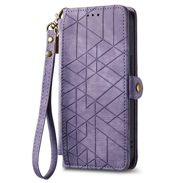 For Xiaomi Redmi Note 13 Pro 5G / Poco X6 5G Case Geometry Pattern PU Leather Phone Wallet Stand Cover