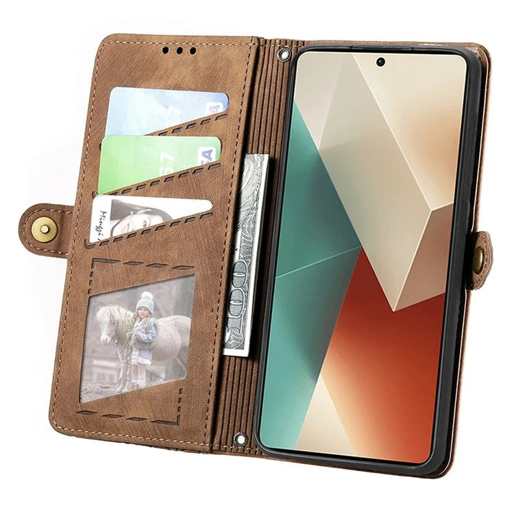 For Xiaomi Redmi Note 13 Pro 5G / Poco X6 5G Case Geometry Pattern PU Leather Phone Wallet Stand Cover
