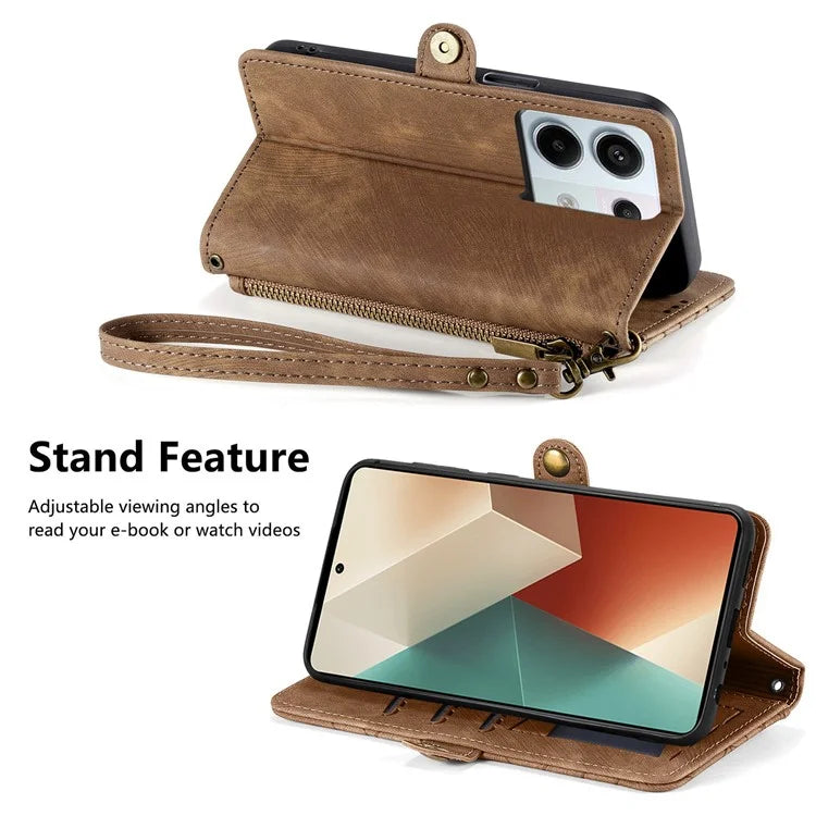 For Xiaomi Redmi Note 13 Pro 5G / Poco X6 5G Case Geometry Pattern PU Leather Phone Wallet Stand Cover