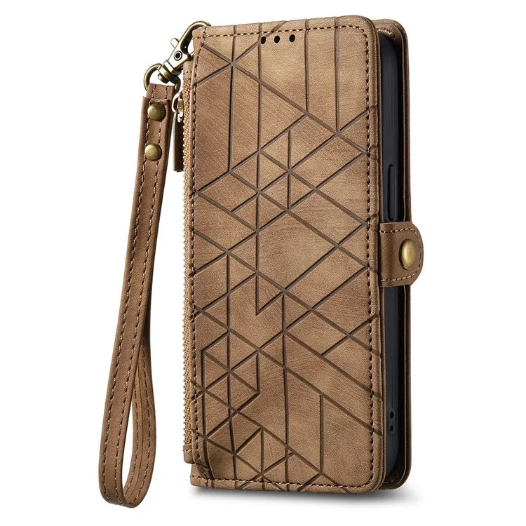 For Xiaomi Redmi Note 13 Pro 5G / Poco X6 5G Case Geometry Pattern PU Leather Phone Wallet Stand Cover