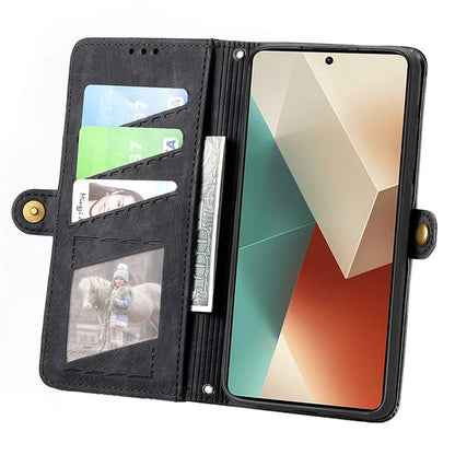For Xiaomi Redmi Note 13 Pro 5G / Poco X6 5G Case Geometry Pattern PU Leather Phone Wallet Stand Cover
