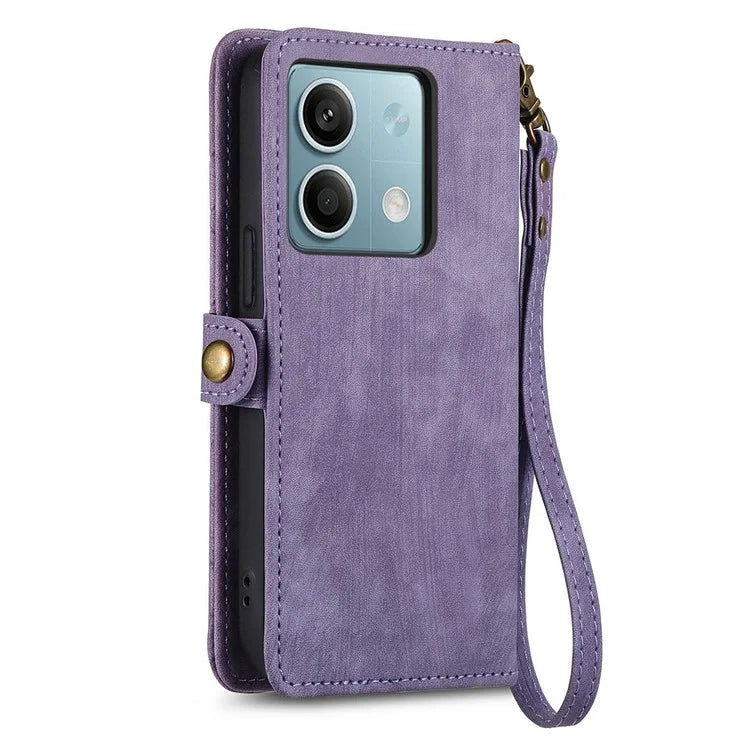 Wallet Case for Xiaomi Redmi Note 13 5G PU Leather Zipper Pocket Phone Cover Geometry Pattern