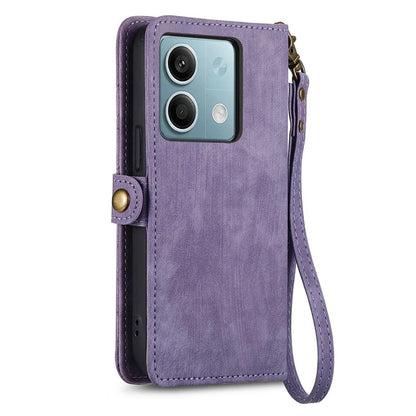 Wallet Case for Xiaomi Redmi Note 13 5G PU Leather Zipper Pocket Phone Cover Geometry Pattern
