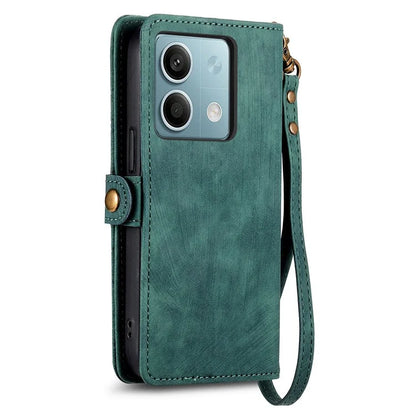 Wallet Case for Xiaomi Redmi Note 13 5G PU Leather Zipper Pocket Phone Cover Geometry Pattern