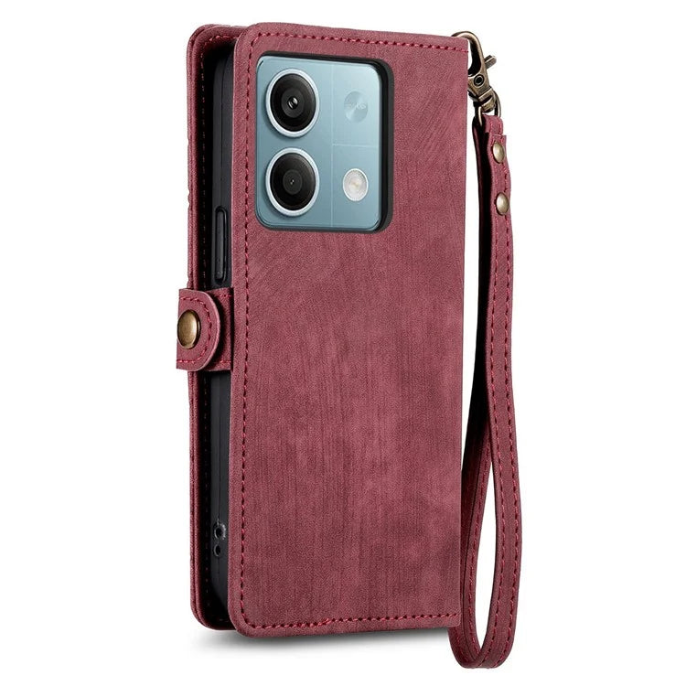 Wallet Case for Xiaomi Redmi Note 13 5G PU Leather Zipper Pocket Phone Cover Geometry Pattern