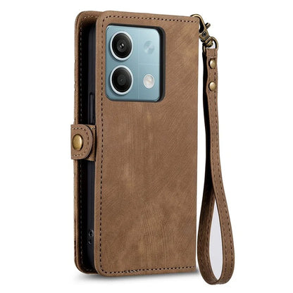 Wallet Case for Xiaomi Redmi Note 13 5G PU Leather Zipper Pocket Phone Cover Geometry Pattern
