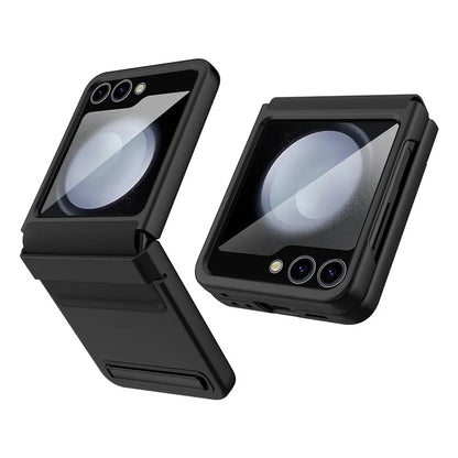 For Samsung Galaxy Z Flip5 5G Kickstand PC Phone Case Retractable Hinge Rear Screen Film