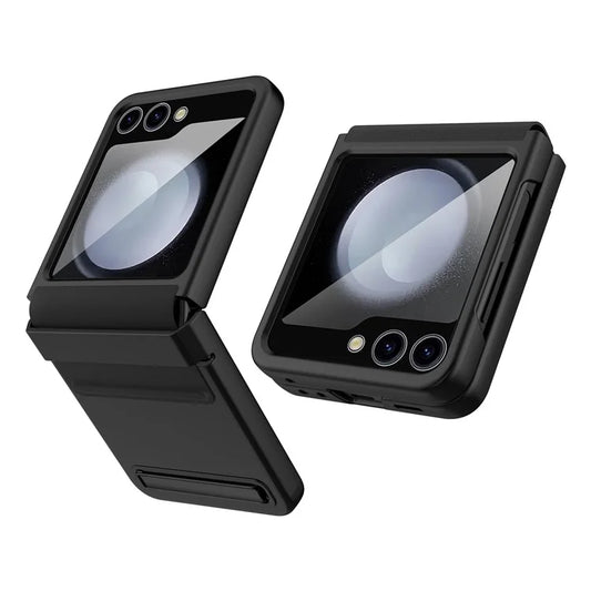 For Samsung Galaxy Z Flip5 5G Kickstand PC Phone Case Retractable Hinge Rear Screen Film