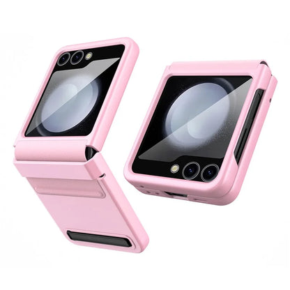 For Samsung Galaxy Z Flip5 5G Kickstand PC Phone Case Retractable Hinge Rear Screen Film