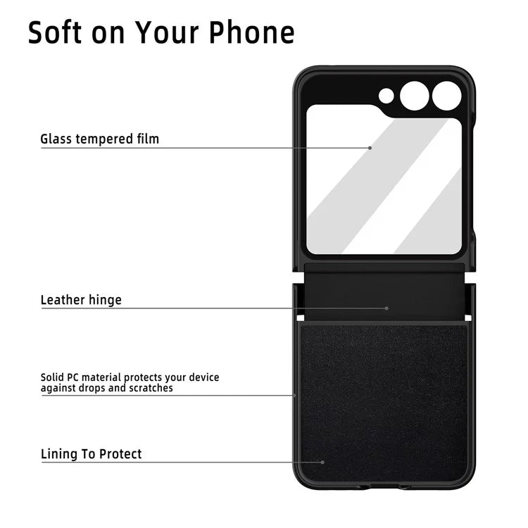 For Samsung Galaxy Z Flip5 5G Kickstand PC Phone Case Retractable Hinge Rear Screen Film