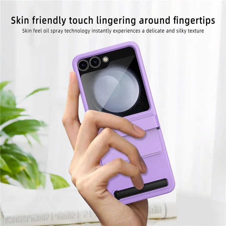 For Samsung Galaxy Z Flip5 5G Kickstand PC Phone Case Retractable Hinge Rear Screen Film