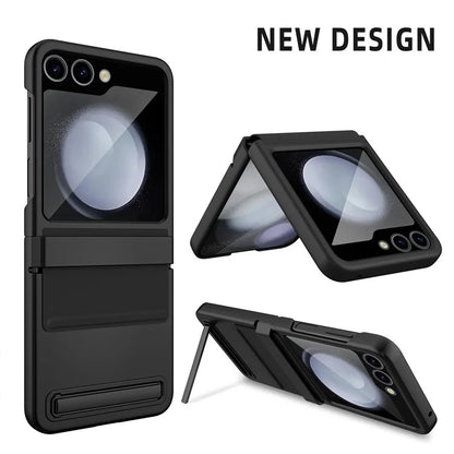 For Samsung Galaxy Z Flip5 5G Kickstand PC Phone Case Retractable Hinge Rear Screen Film